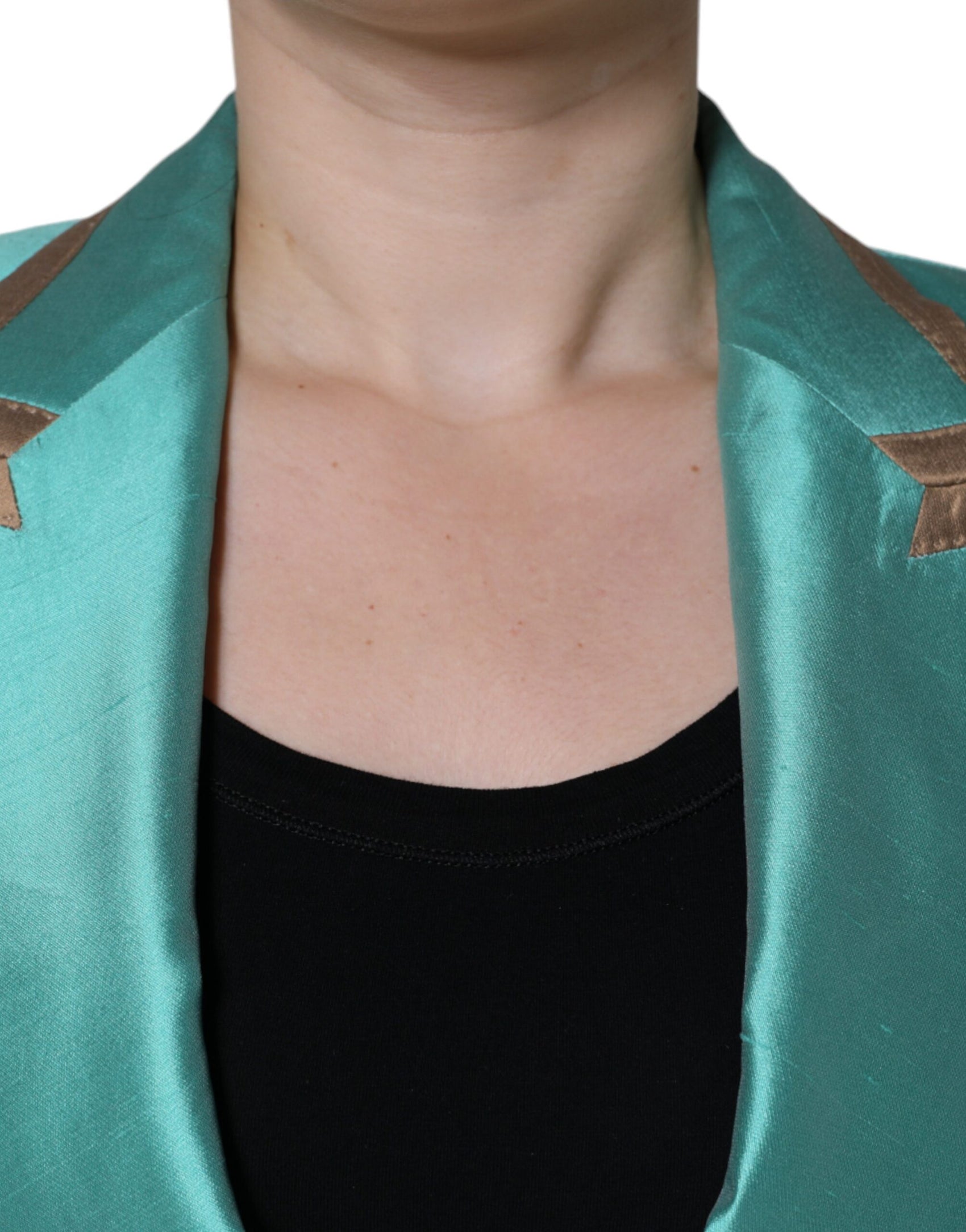 Giacca blazer monopetto verde metallizzato