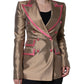 Metallic Brown Double Breasted Blazer Jacket