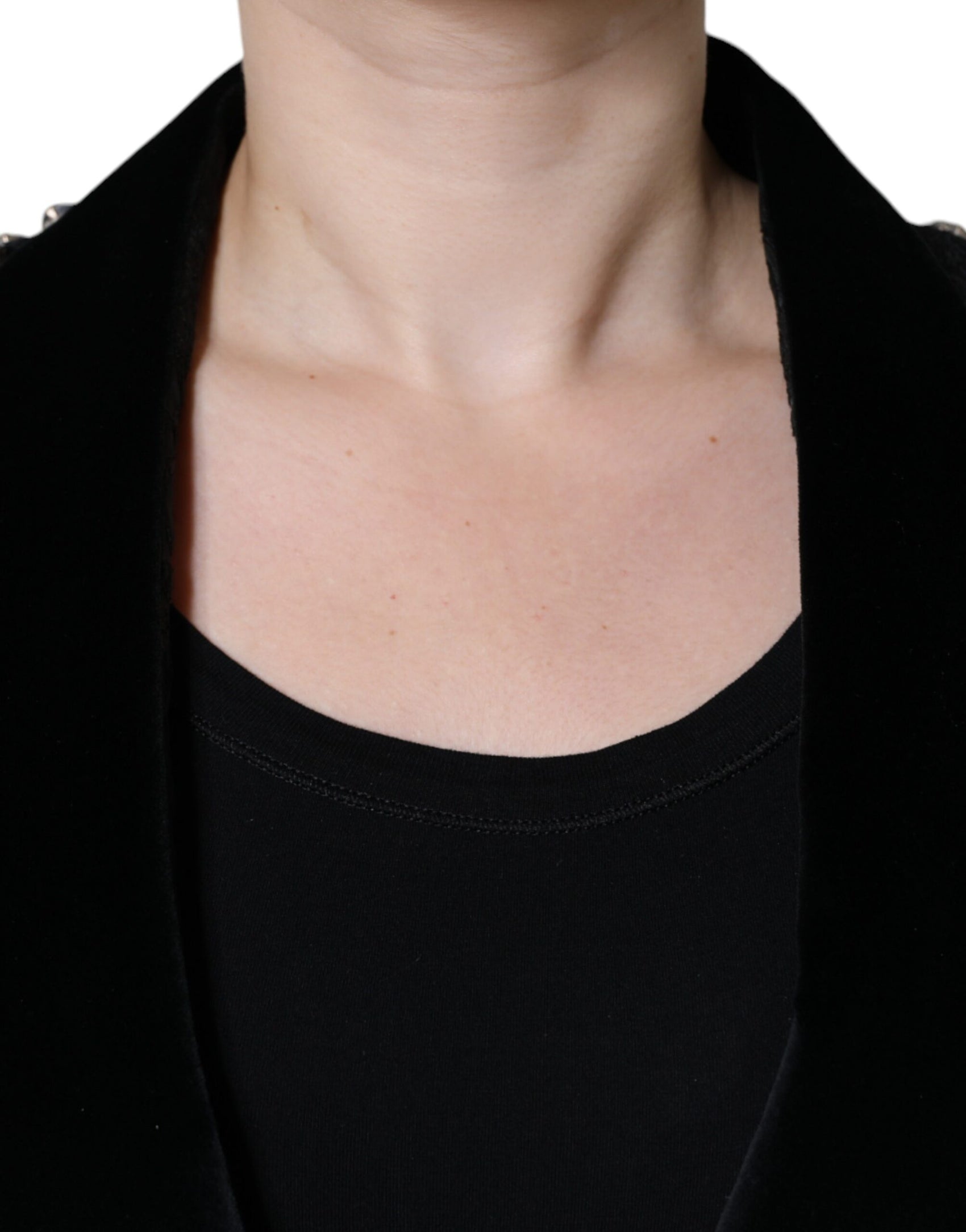 Blazer con giacca floreale in cristallo jacquard nero