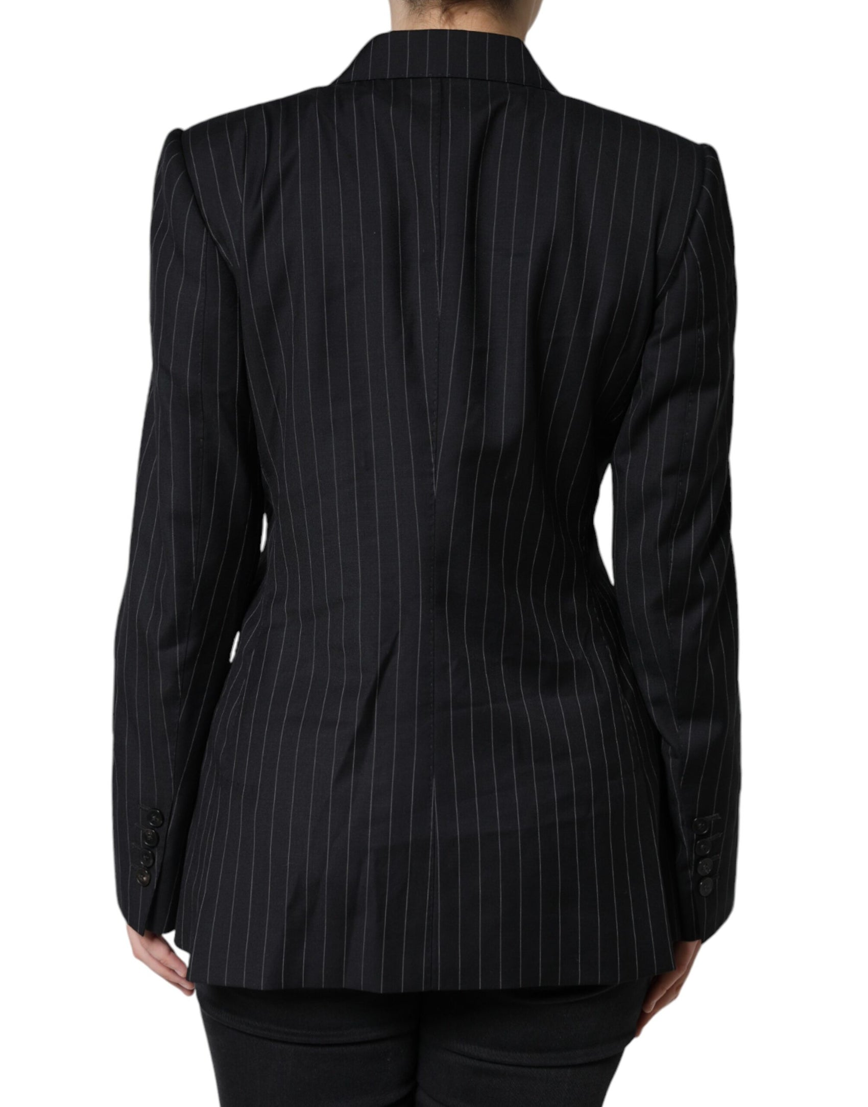 Giacca cappotto doppiopetto a righe nere