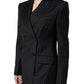 Black Striped Double Breasted Coat Jacket