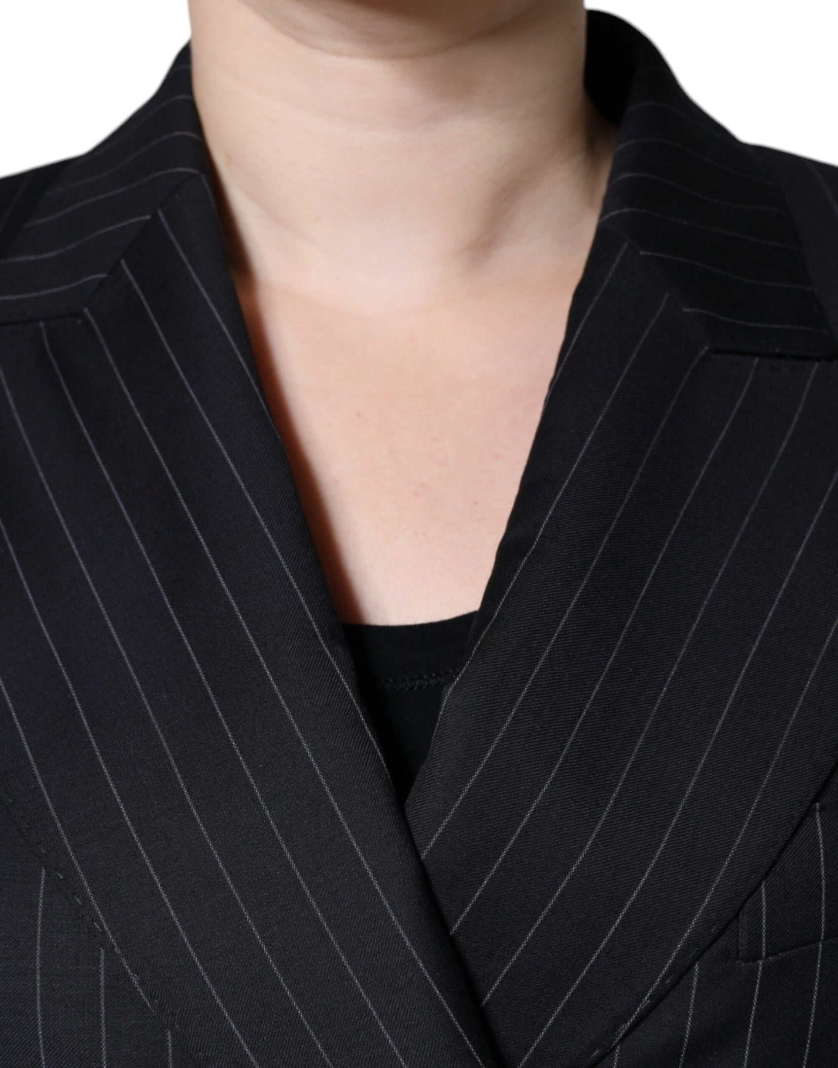 Giacca cappotto doppiopetto a righe nere