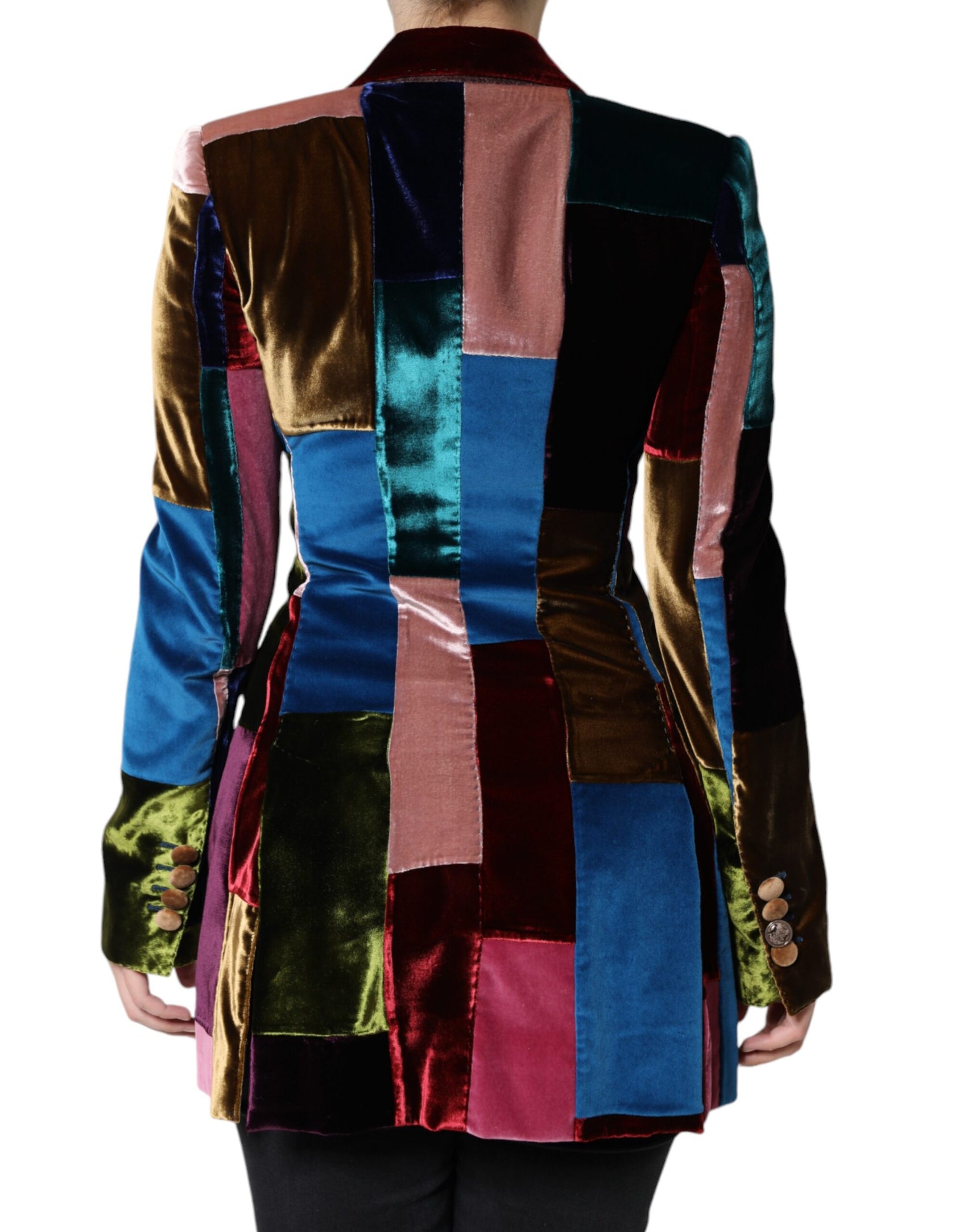 Giacca blazer patchwork doppiopetto multicolore