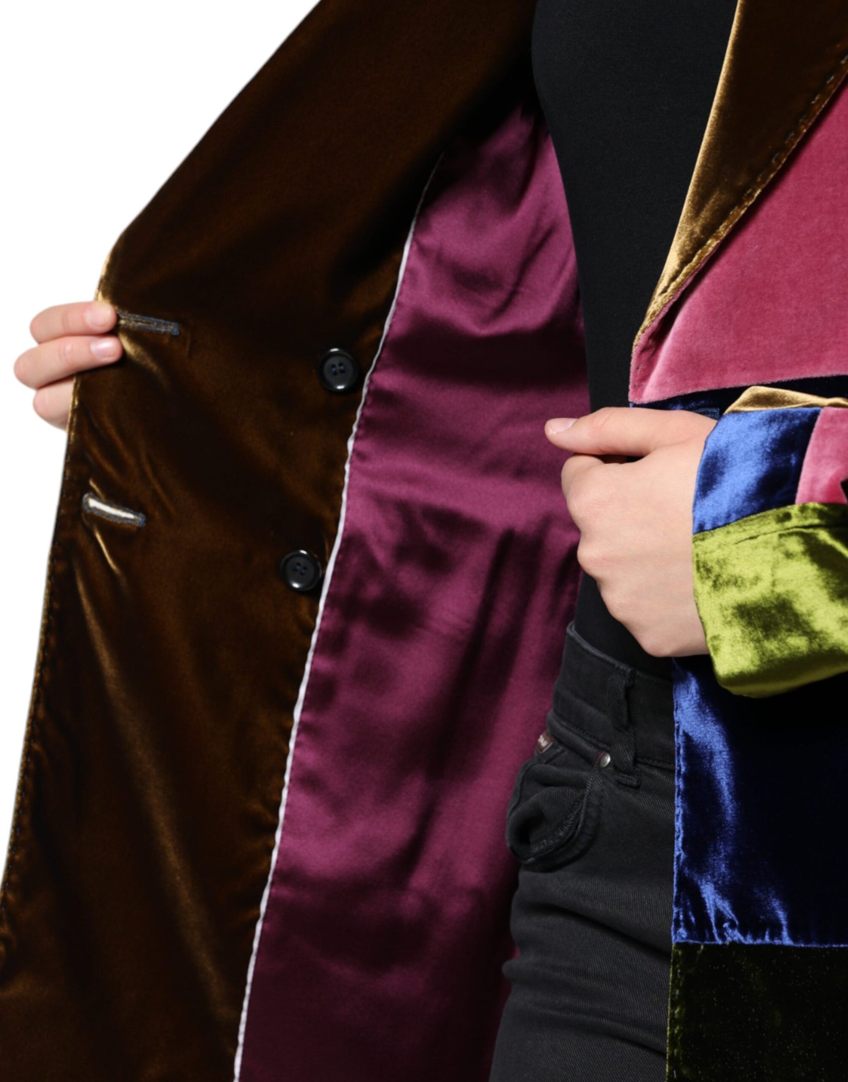 Giacca blazer patchwork doppiopetto multicolore