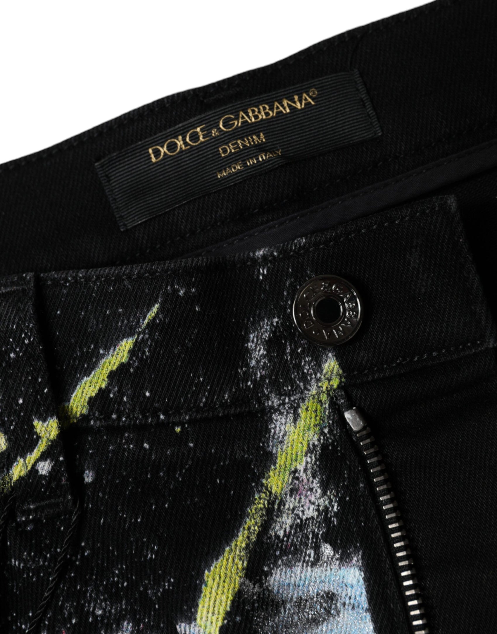 Mehrfarbige Skinny-Jeans aus Baumwolle mit Farbspritzern