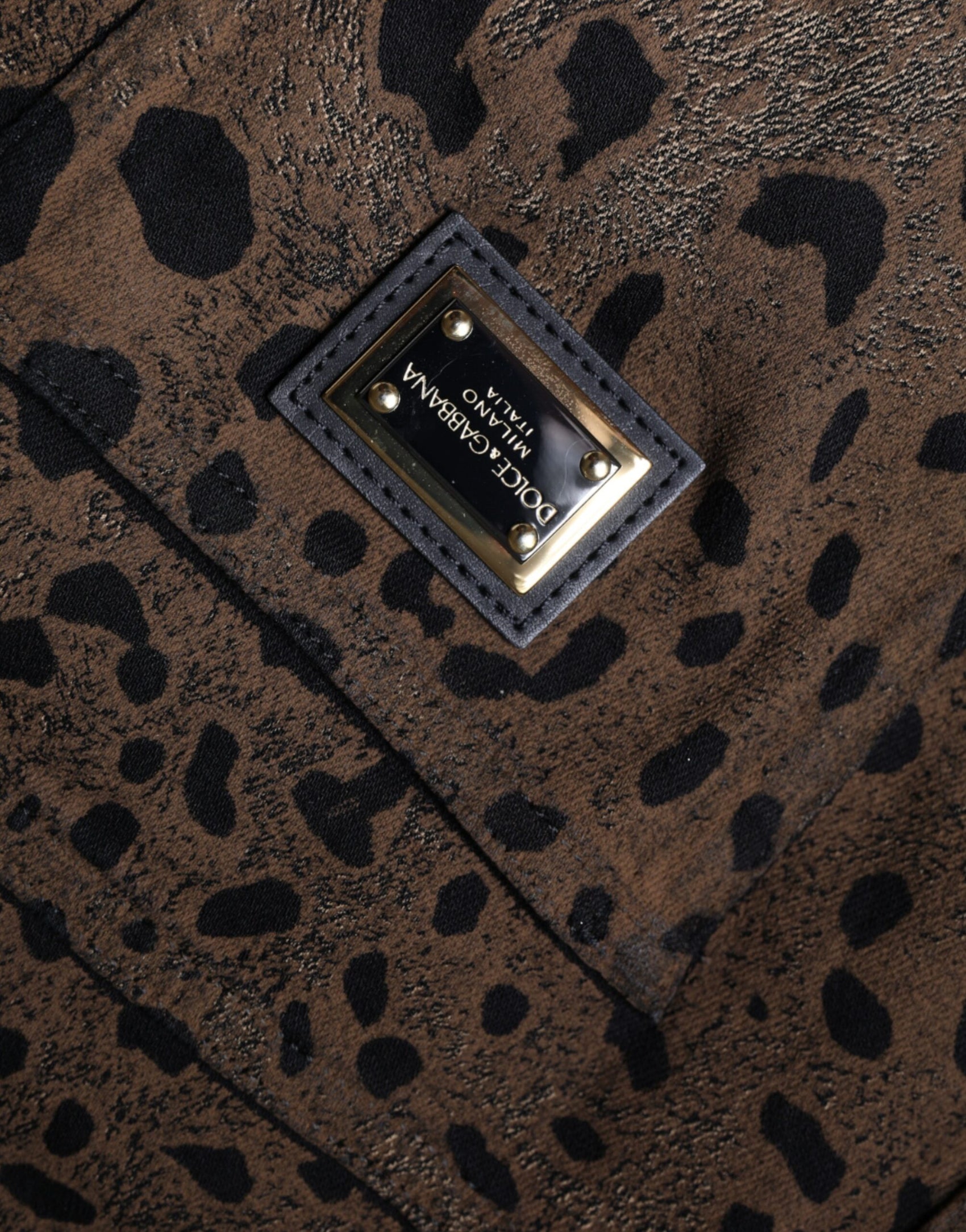 Braune Skinny-Jeans aus Baumwolle mit Leopardenmuster