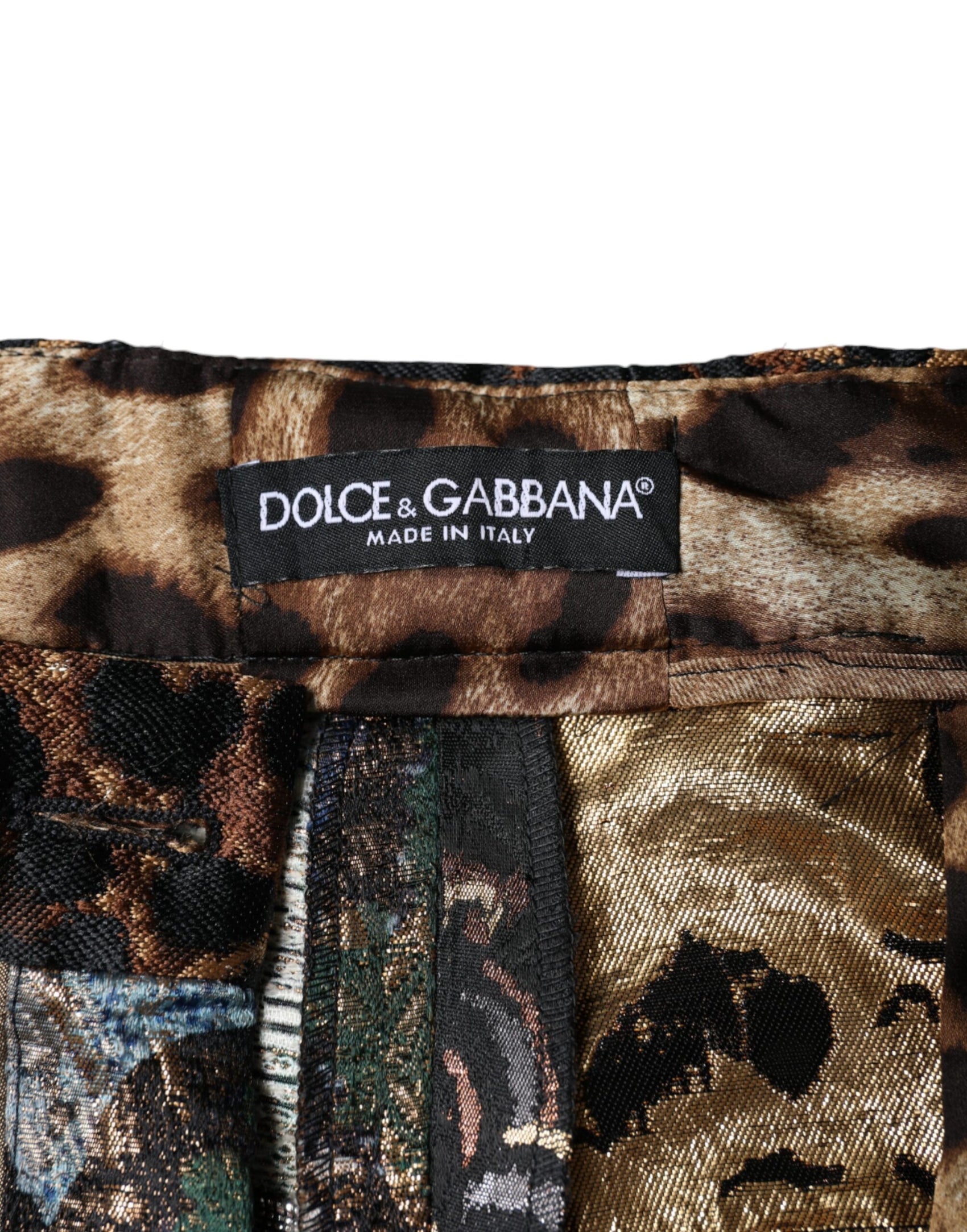 Mehrfarbige Jacquard-Hose mit hoher Taille und Patchwork