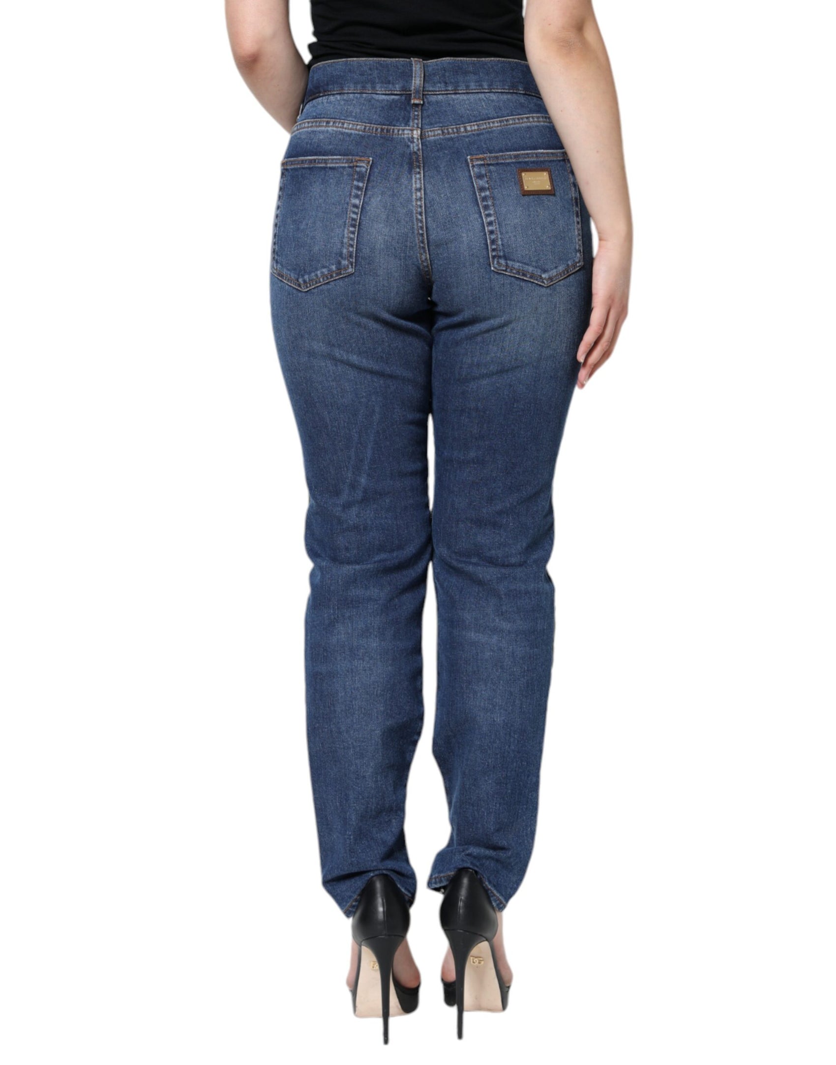 Schwarze Skinny-Jeans mit Blumenmuster und Spitzenfront