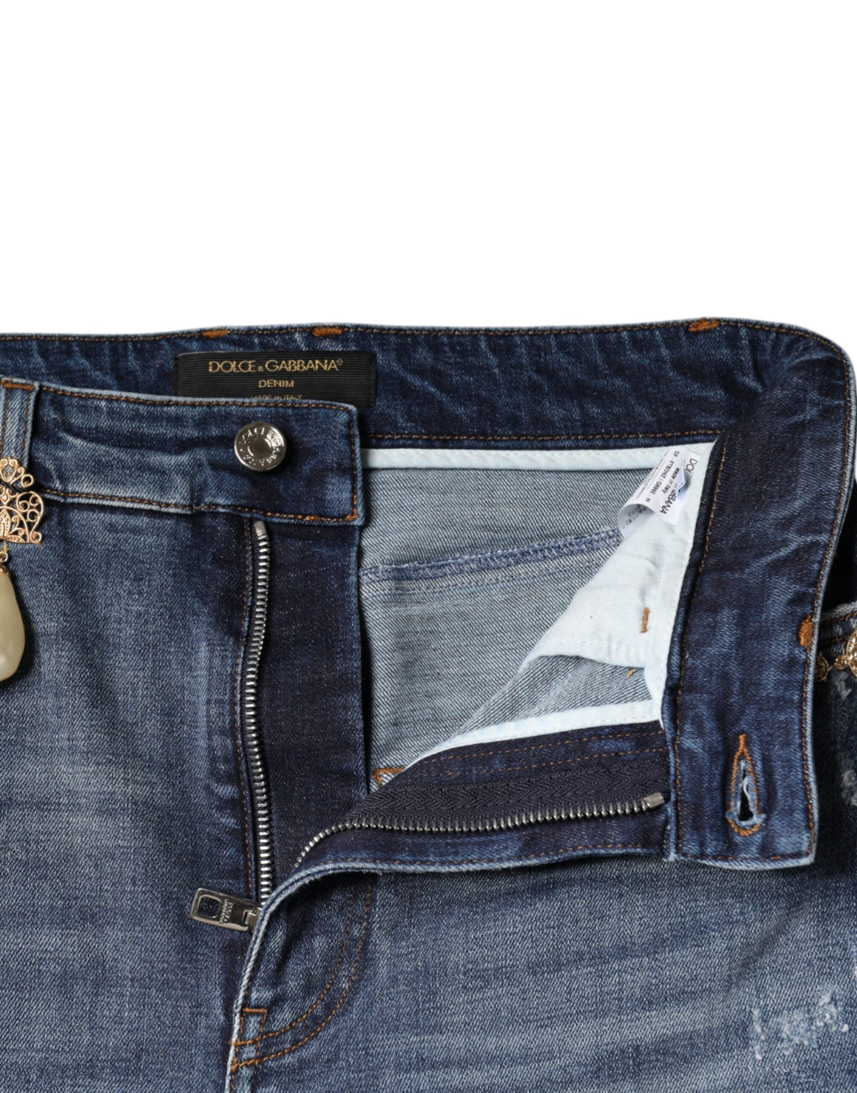 Dunkelblaue Skinny-Jeans aus zerfetzter Baumwolle
