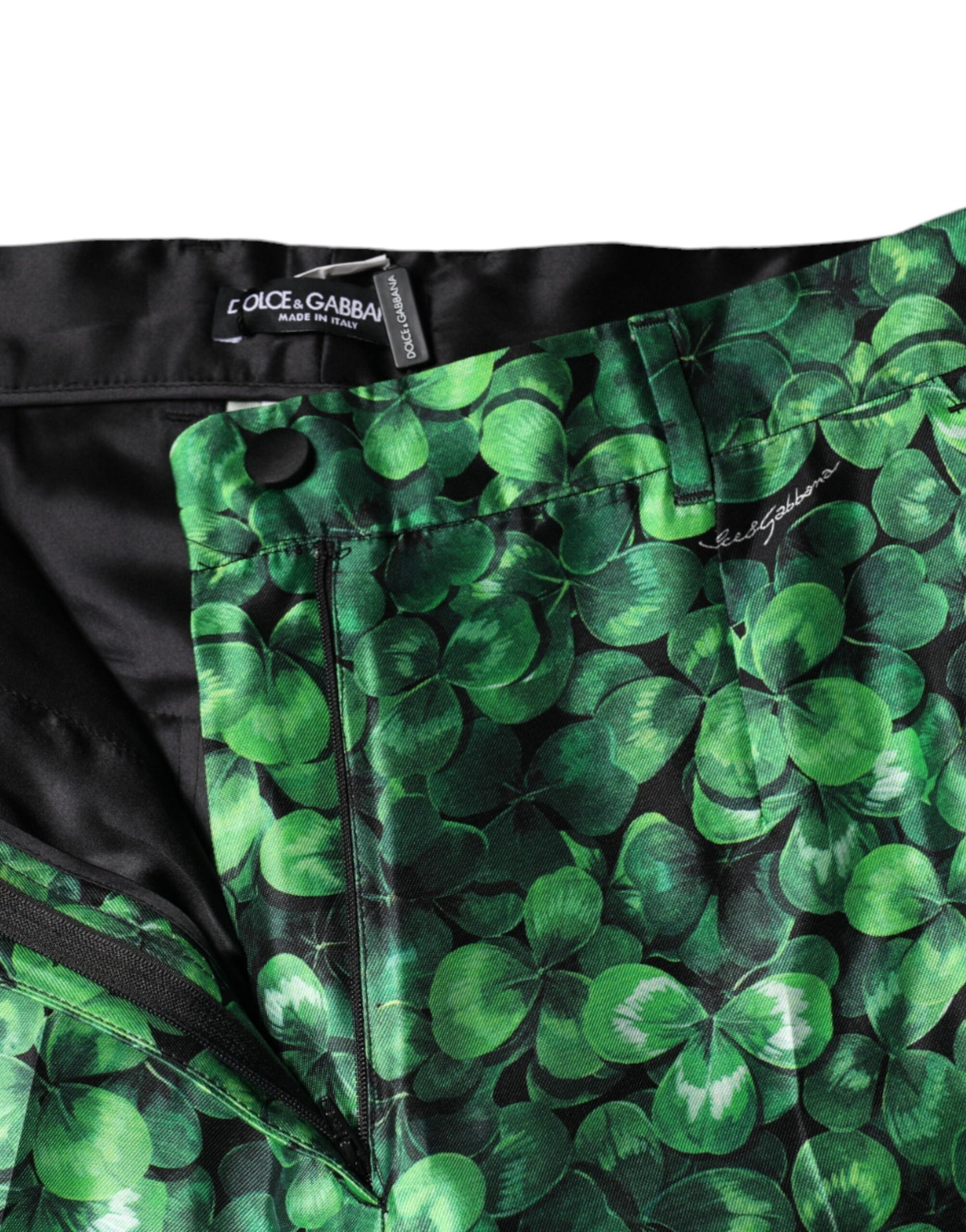 Green Clover – Karottenhose aus Seidensatin mit hoher Taille
