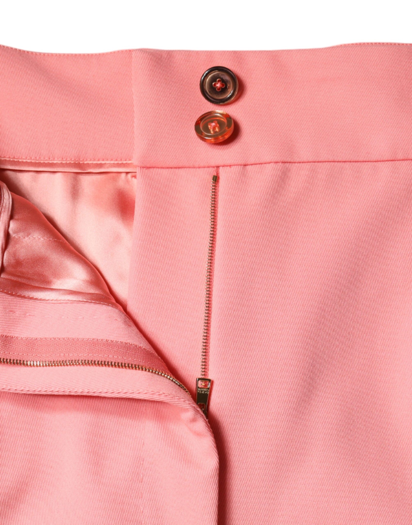 Rosafarbene, hoch taillierte Karottenhose aus Polyester
