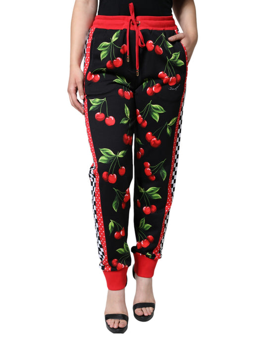 Pantaloni da jogging a vita media, neri, rossi e ciliegia