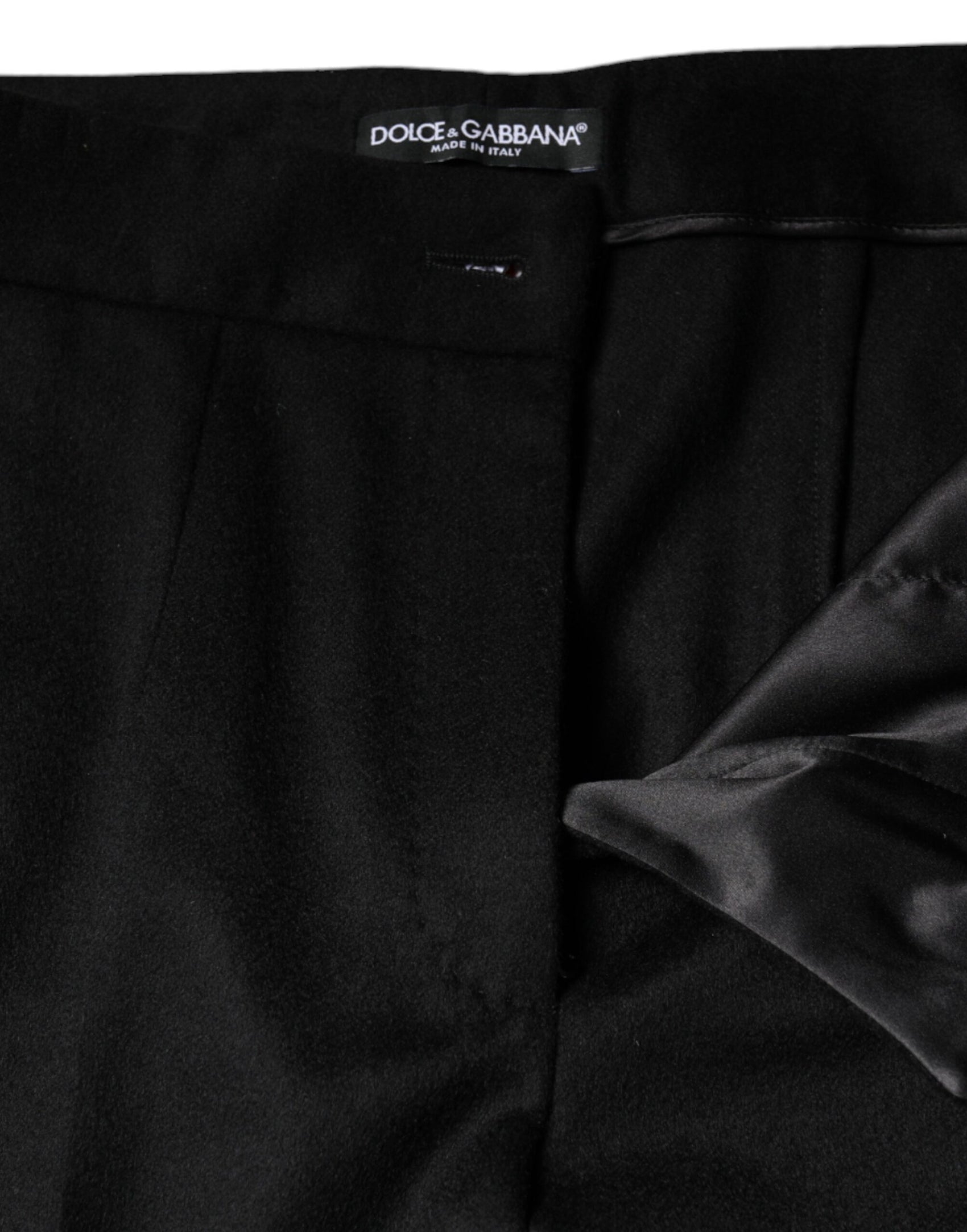 Schwarze Kaschmir-Bootcut-Hose mit mittlerer Taille für Damen