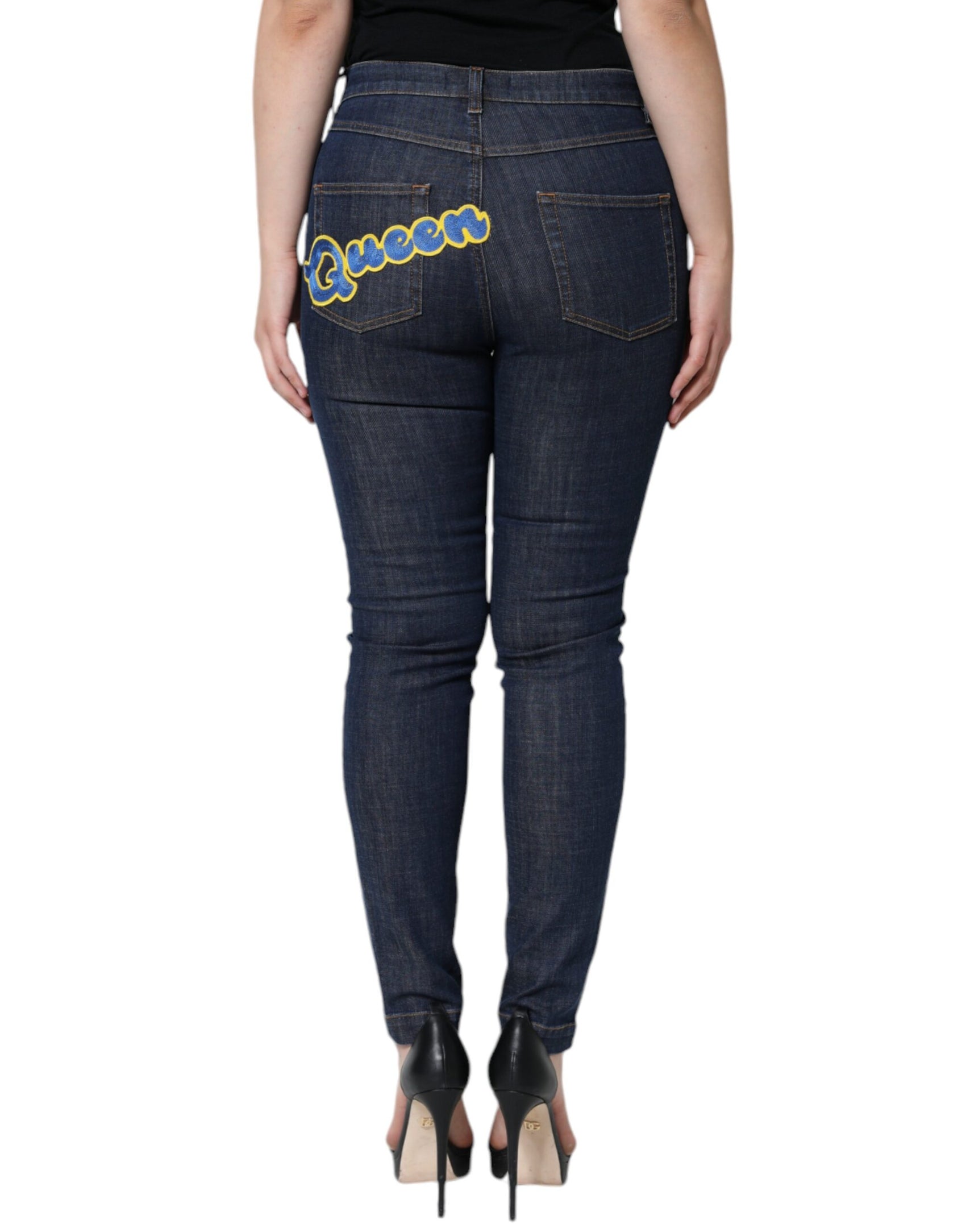 Dunkelblaue Skinny-Jeans aus Baumwolle von QUEEN