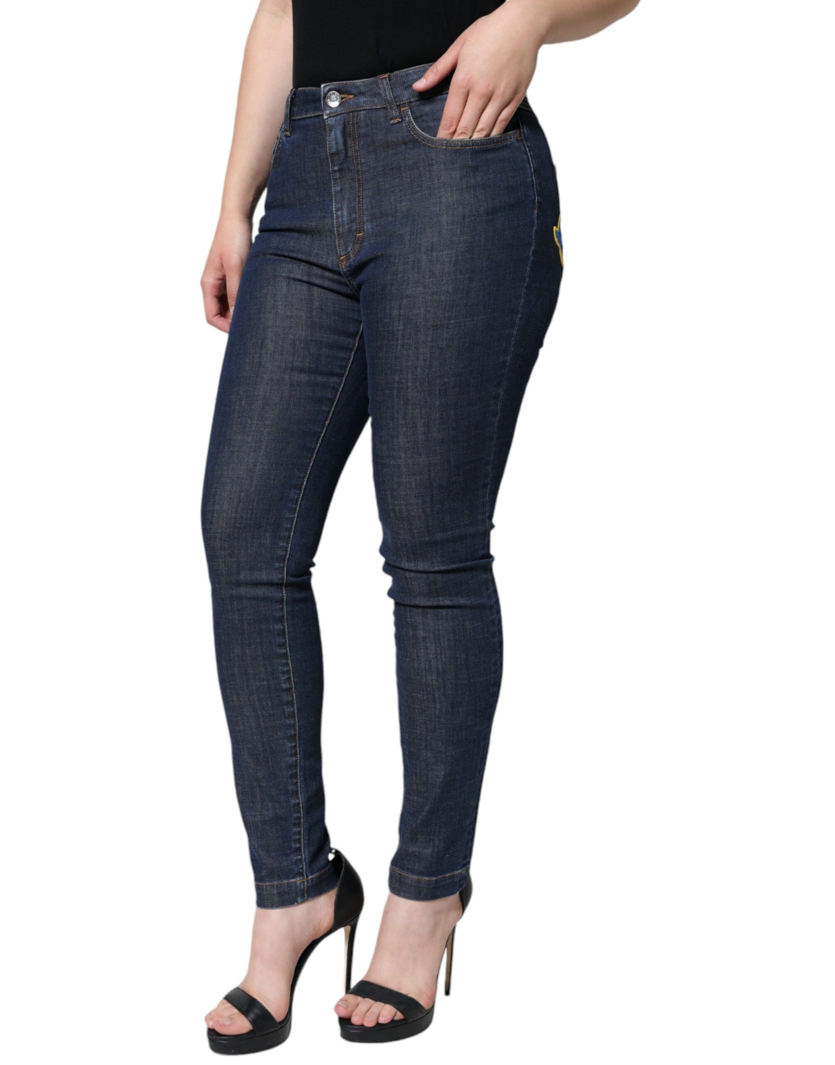 Dunkelblaue Skinny-Jeans aus Baumwolle von QUEEN
