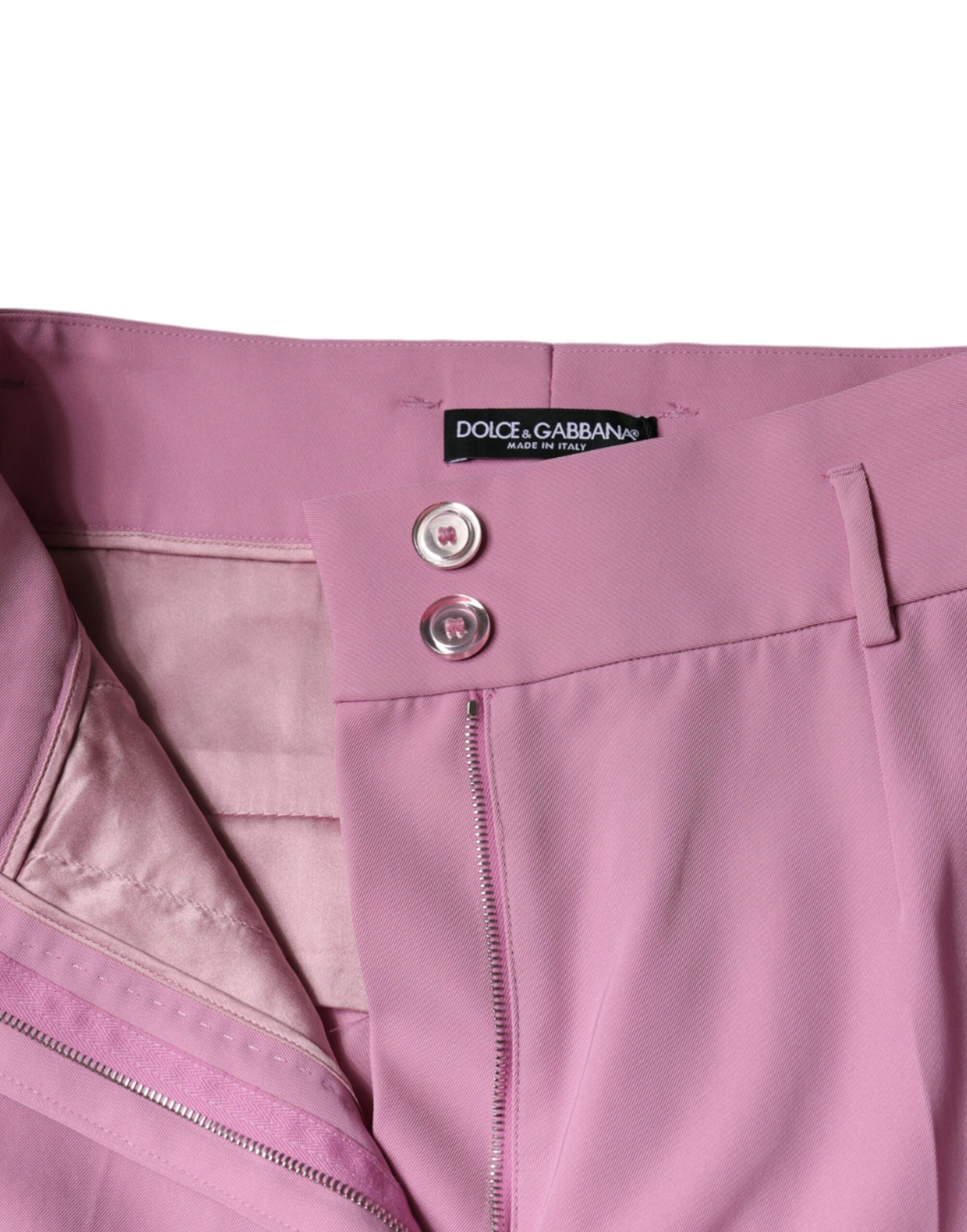 Rosafarbene, hoch taillierte, konische Polyesterhose für Damen