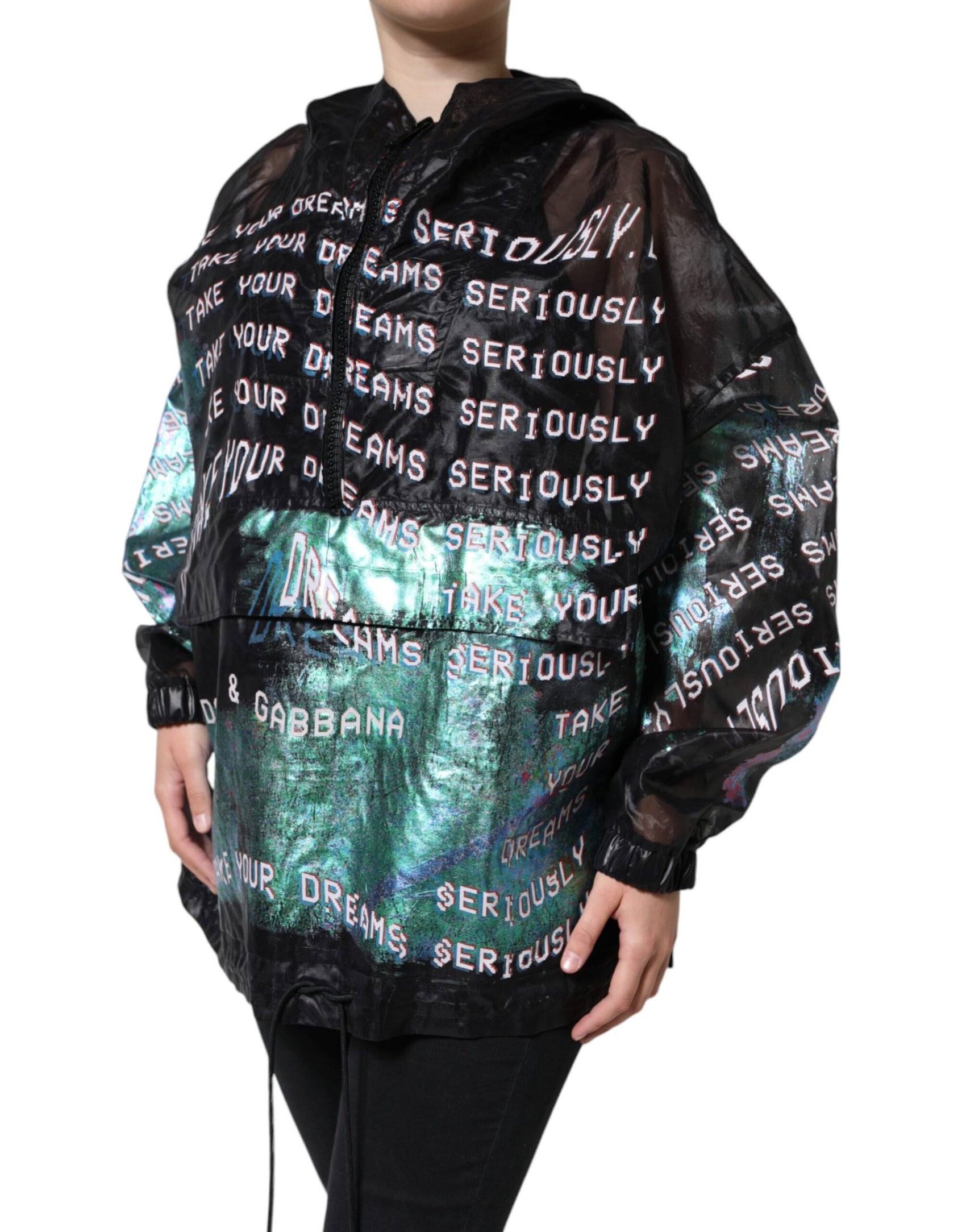 Felpa con cappuccio e stampa multicolore