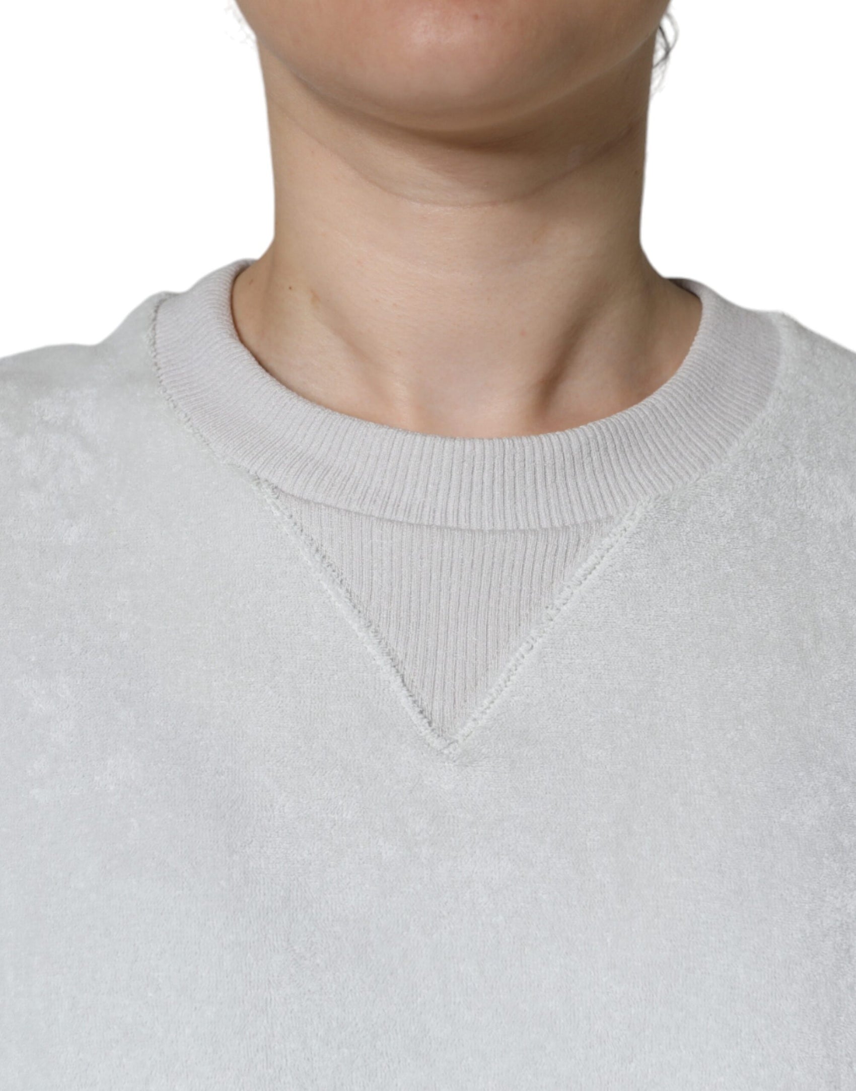 Maglione girocollo elasticizzato in nylon bianco