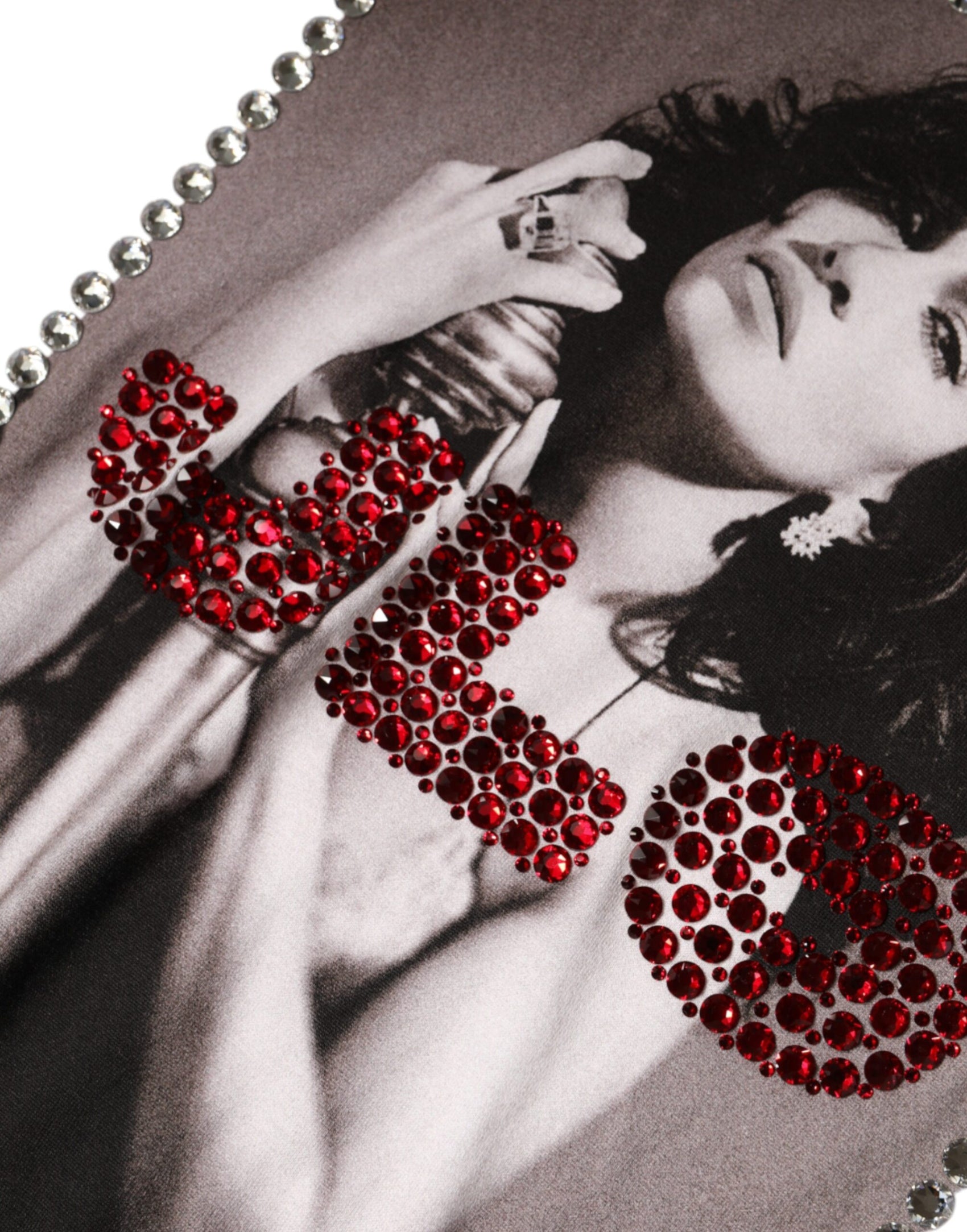 T-shirt stampata con scollatura in cristallo bianco