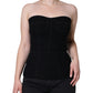 Top con corsetto senza maniche e bustier nero