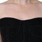 Top con corsetto senza maniche e bustier nero