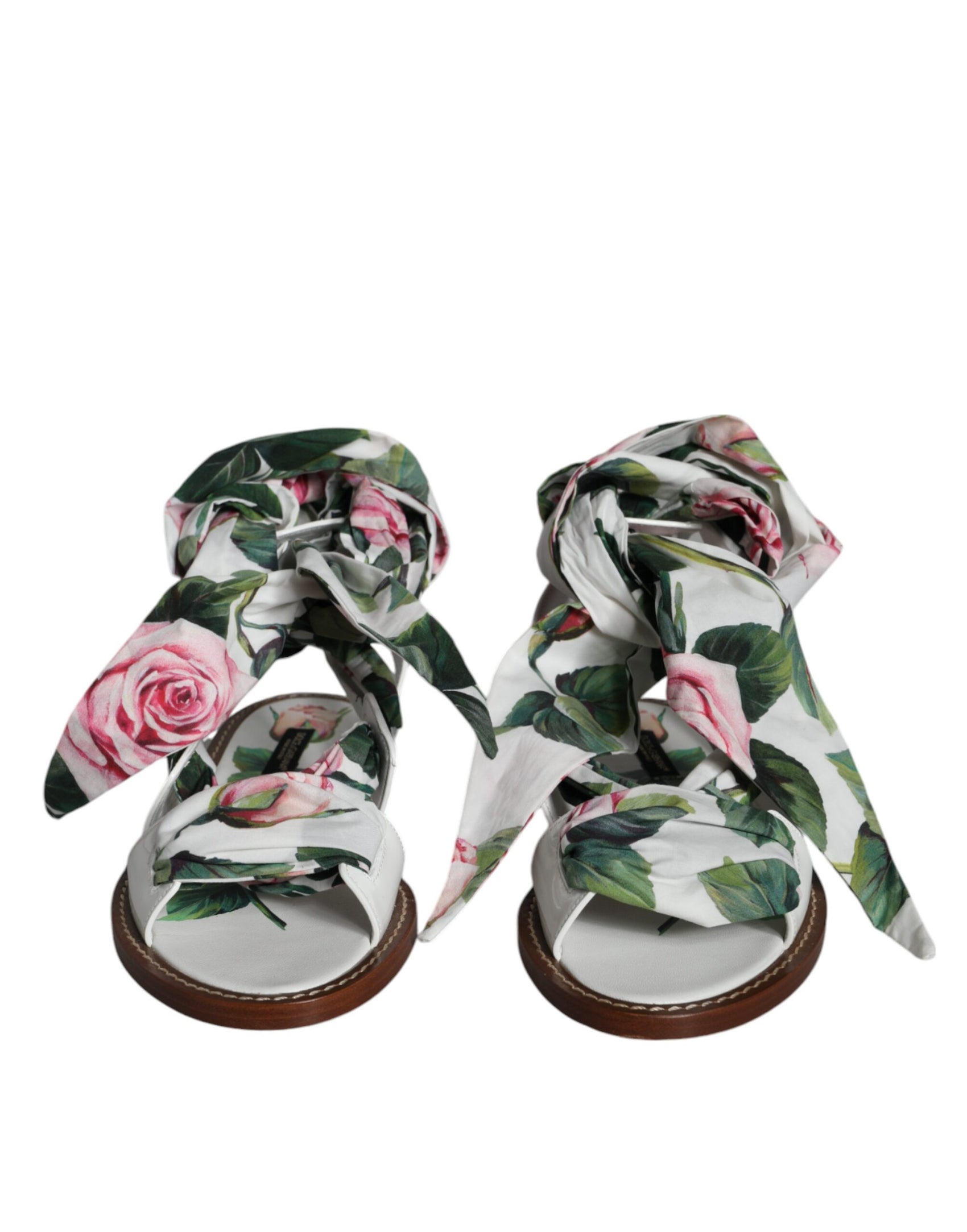 Mehrfarbige Sandalen mit Knöchelriemen und Blumenmuster