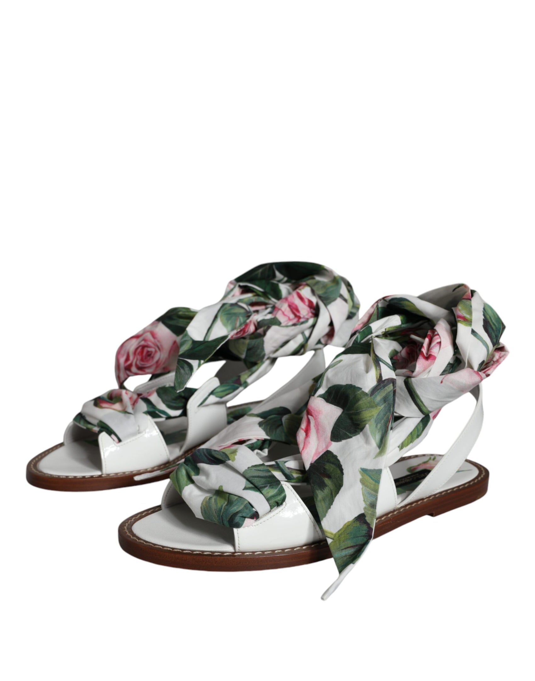 Mehrfarbige Sandalen mit Knöchelriemen und Blumenmuster