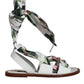 Multicolor Floral Print Ankle Wrap Sandals Shoes