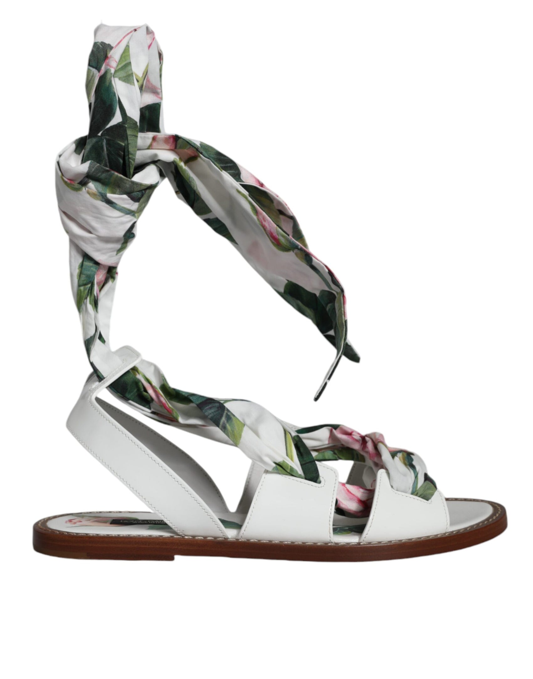 Mehrfarbige Sandalen mit Knöchelriemen und Blumenmuster