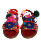 Multicolor Pom Pom Fur Wrap Sandals Shoes