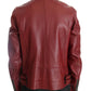 Radiant Red Leather Biker Motorcycle Jacket