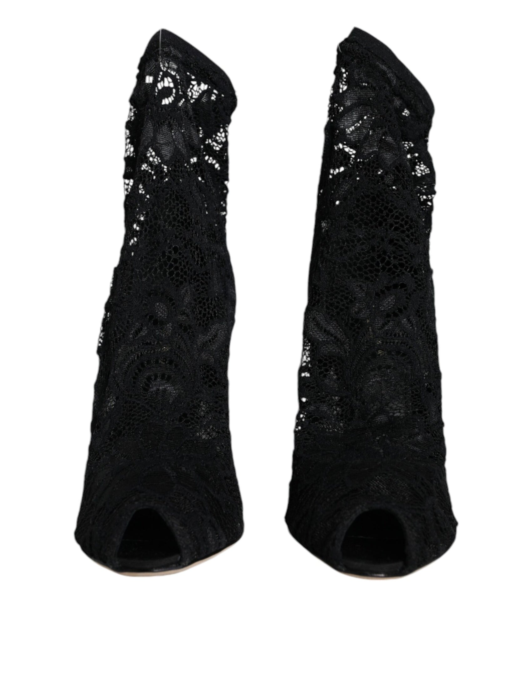 Schwarze Stiefeletten mit Stretch-Absatz und halbhoher Spitze