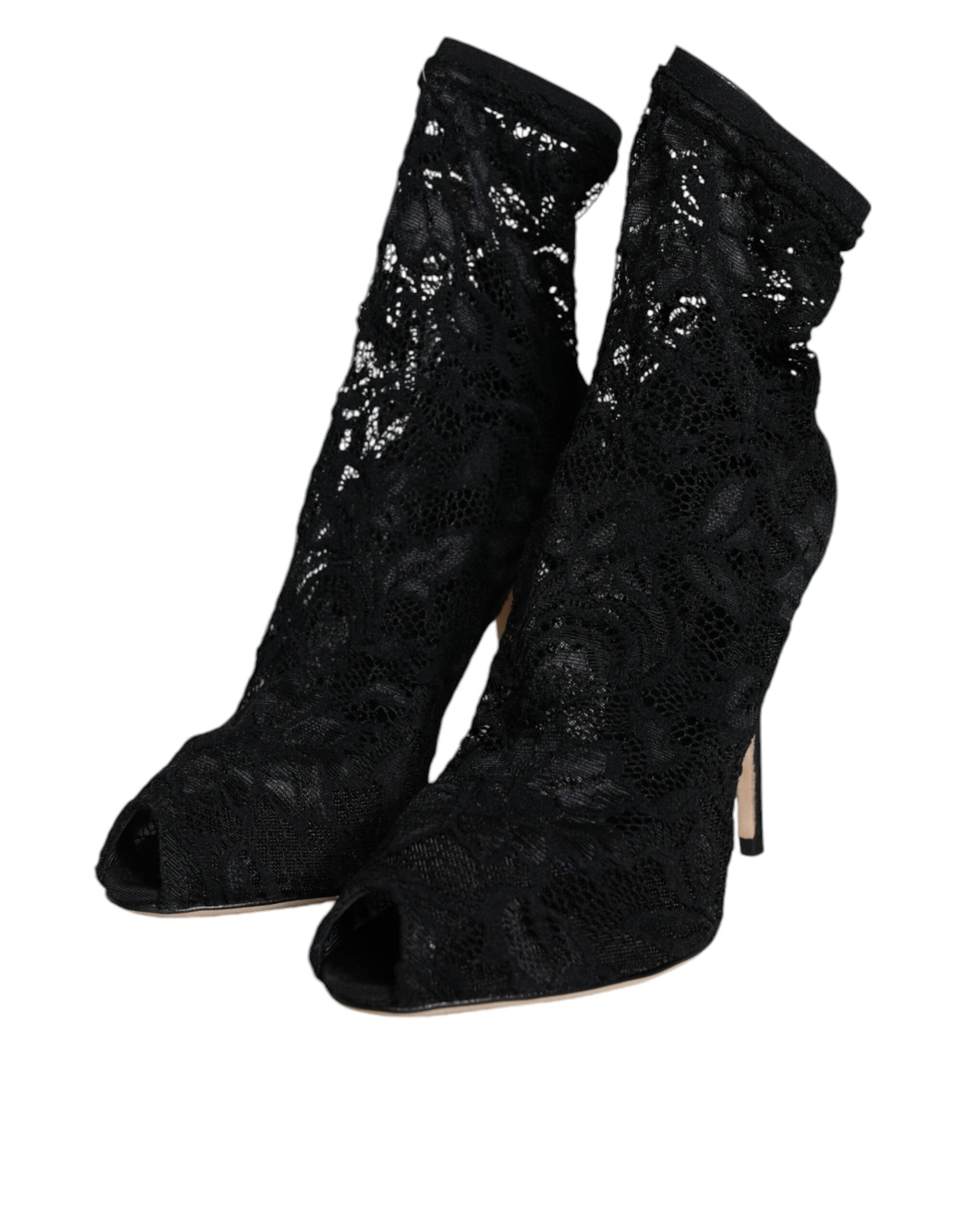 Schwarze Stiefeletten mit Stretch-Absatz und halbhoher Spitze