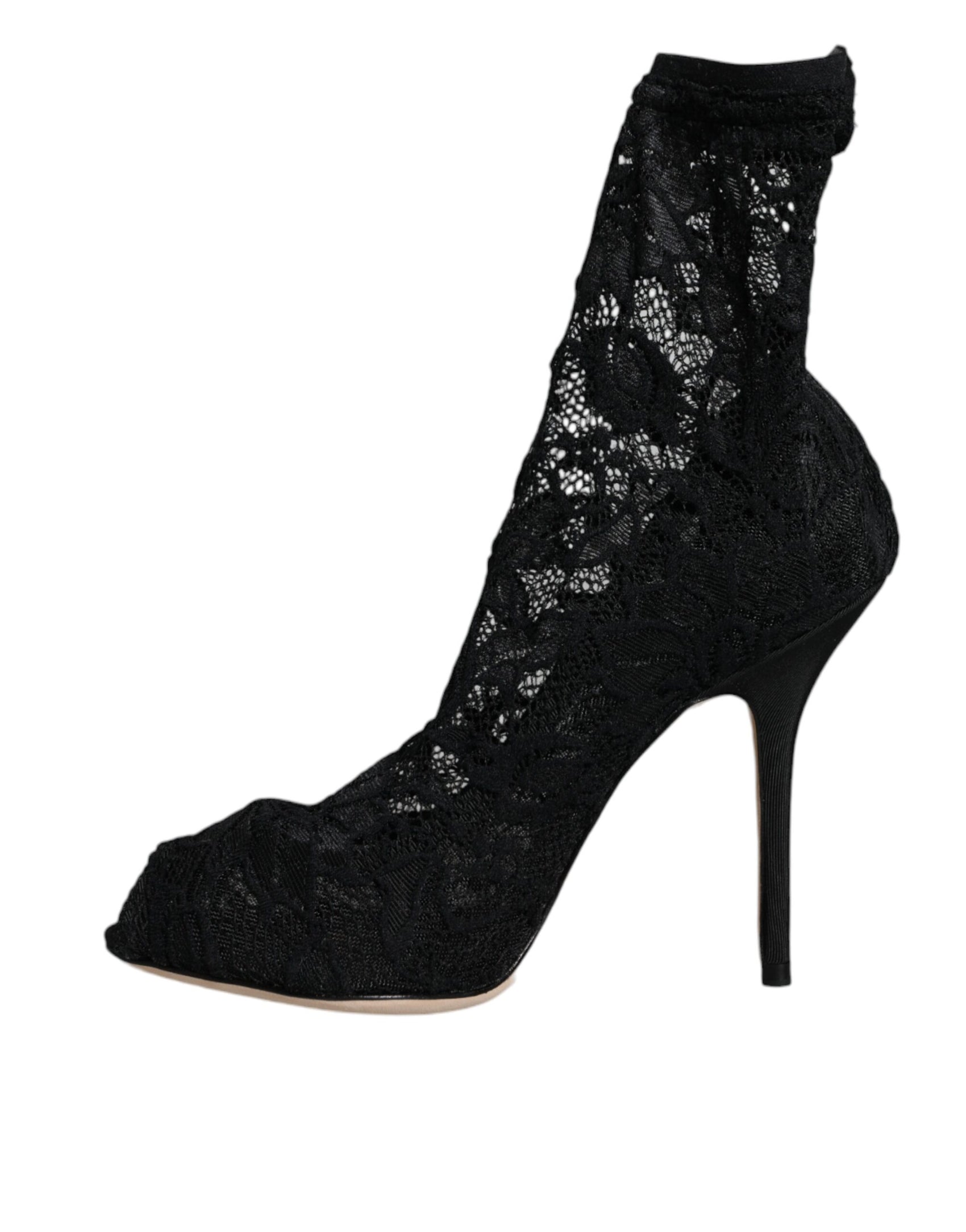Schwarze Stiefeletten mit Stretch-Absatz und halbhoher Spitze