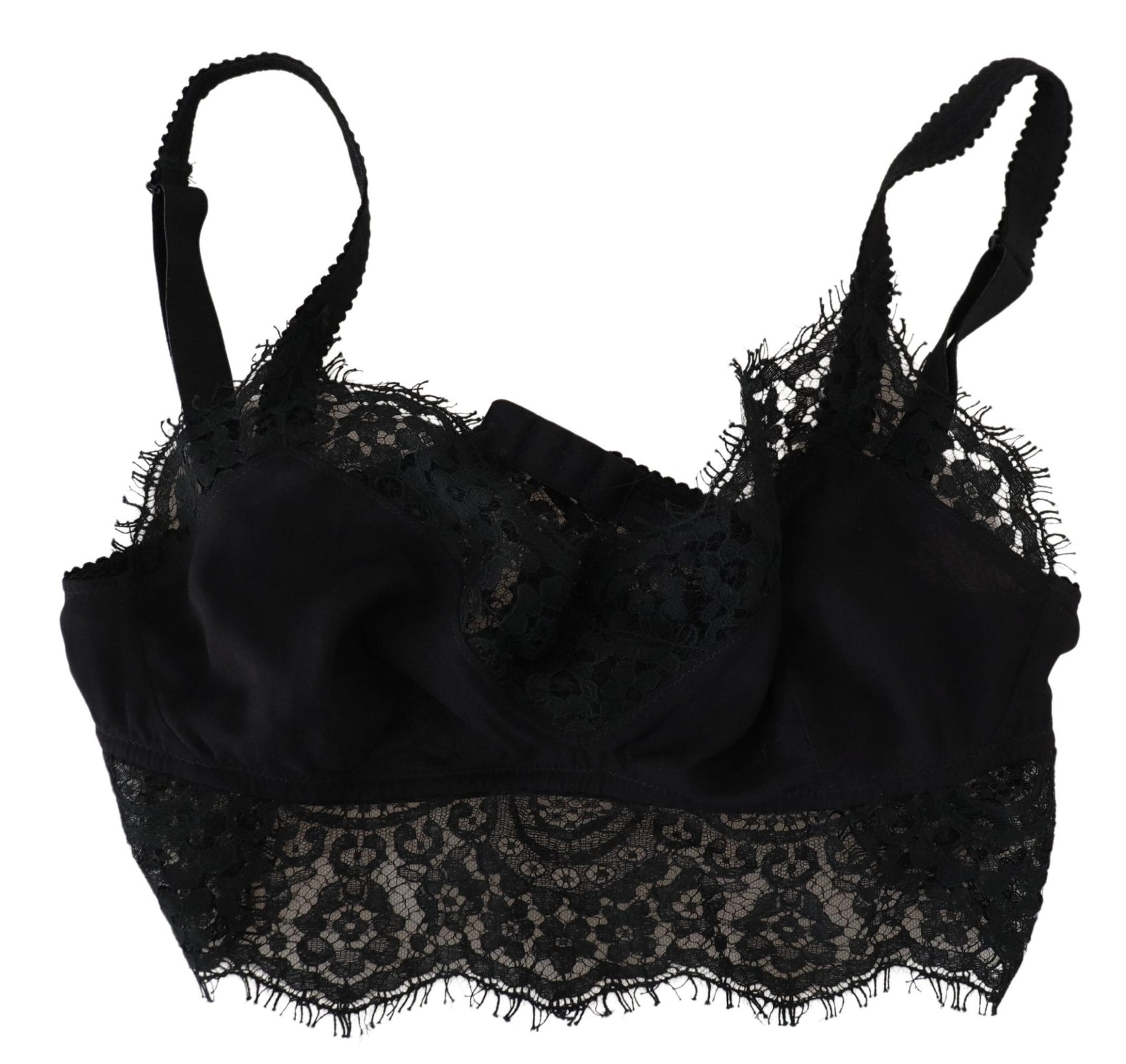 Schwarze Stretch-Bralette-Unterwäsche aus floraler Spitze