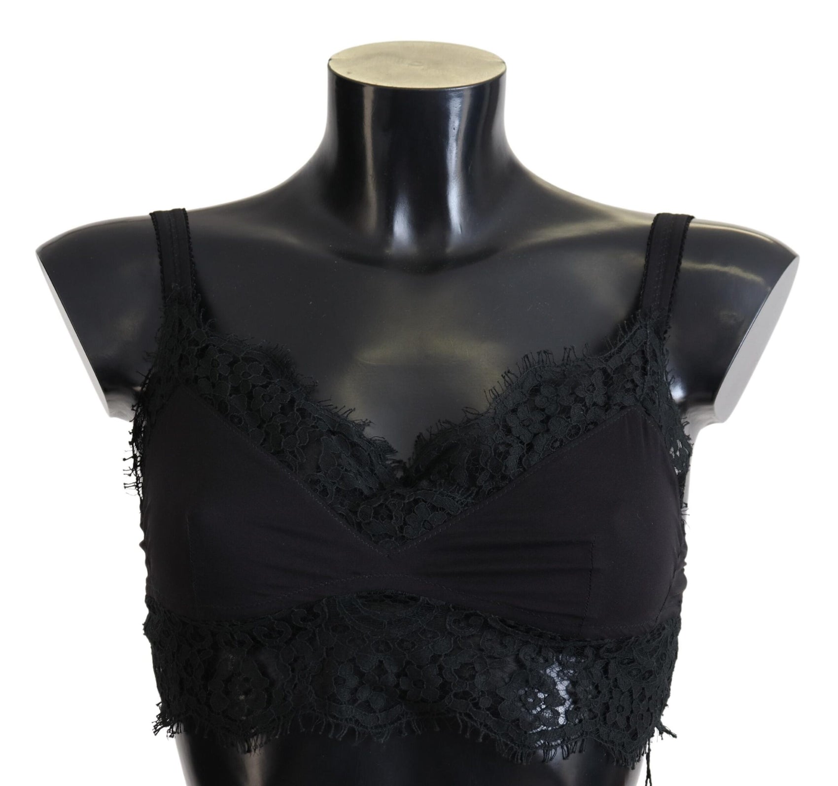Schwarze Stretch-Bralette-Unterwäsche aus floraler Spitze
