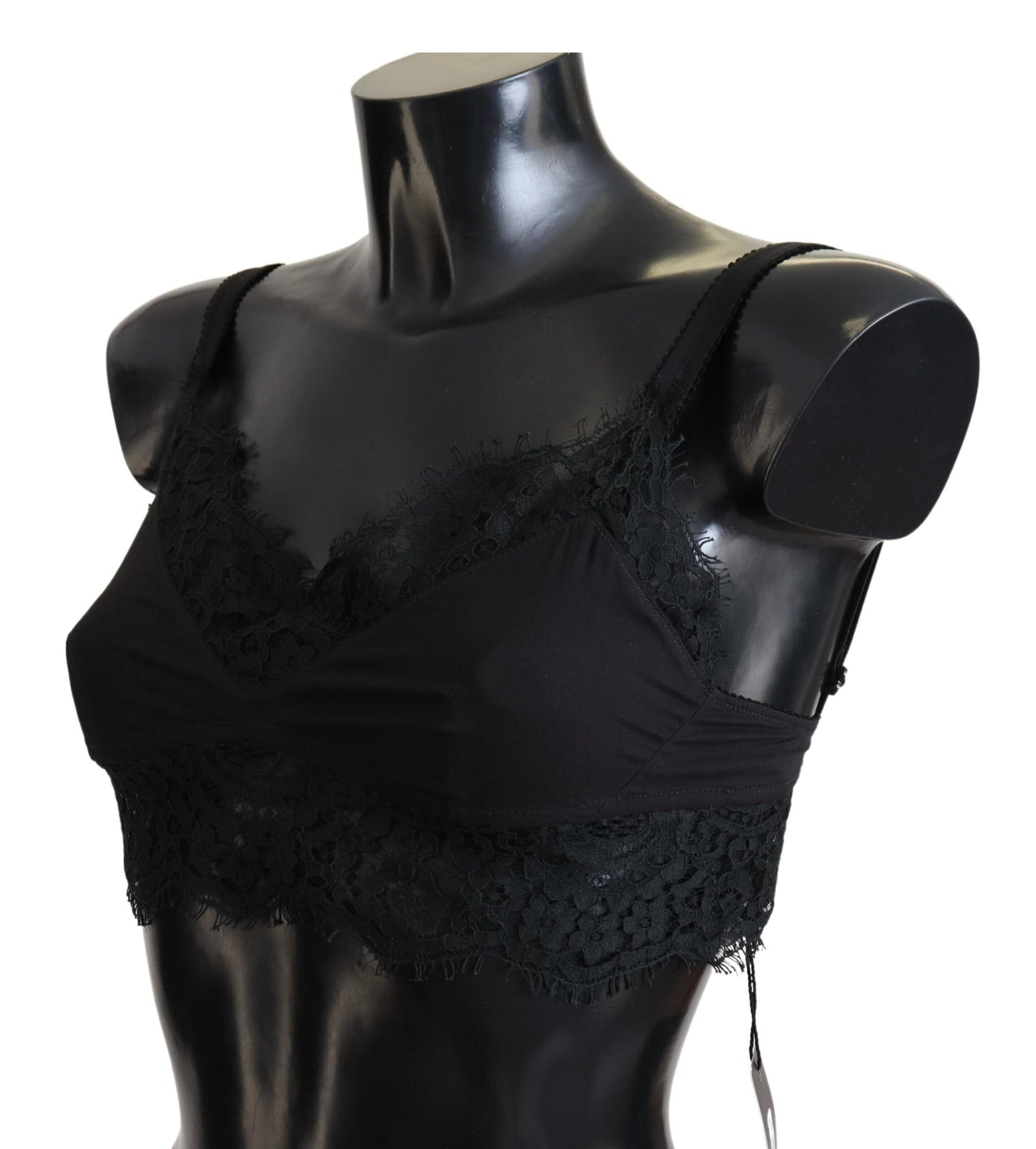 Schwarze Stretch-Bralette-Unterwäsche aus floraler Spitze