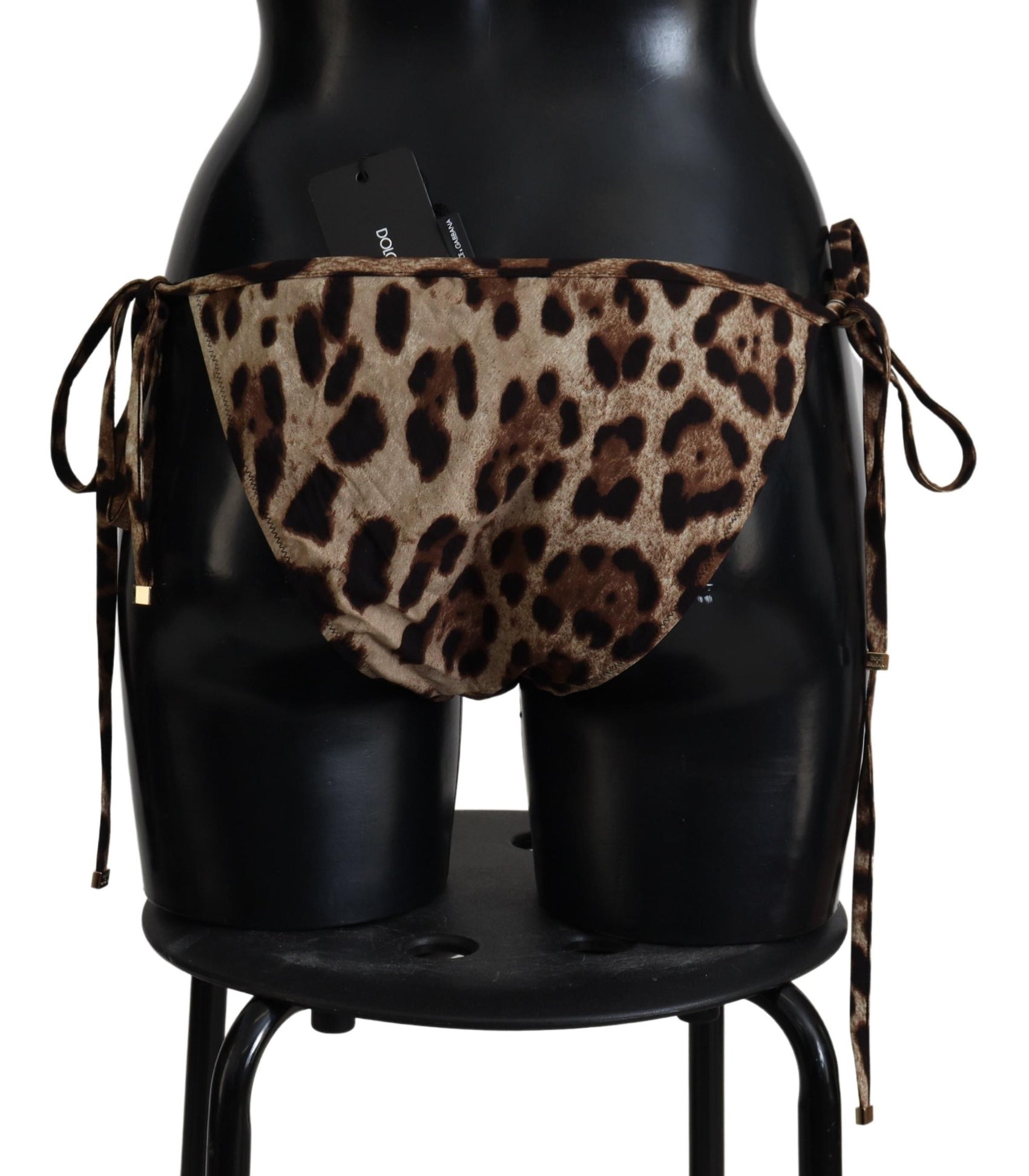 Costume da bagno con stampa leopardata marrone, slip bikini