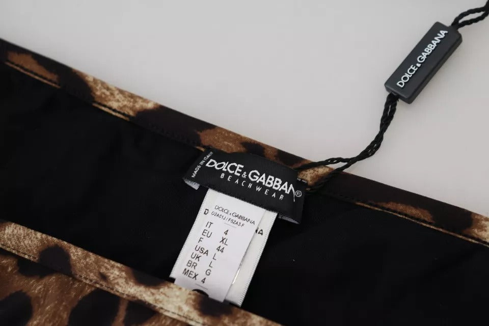 Costume da bagno con stampa leopardata marrone, slip bikini