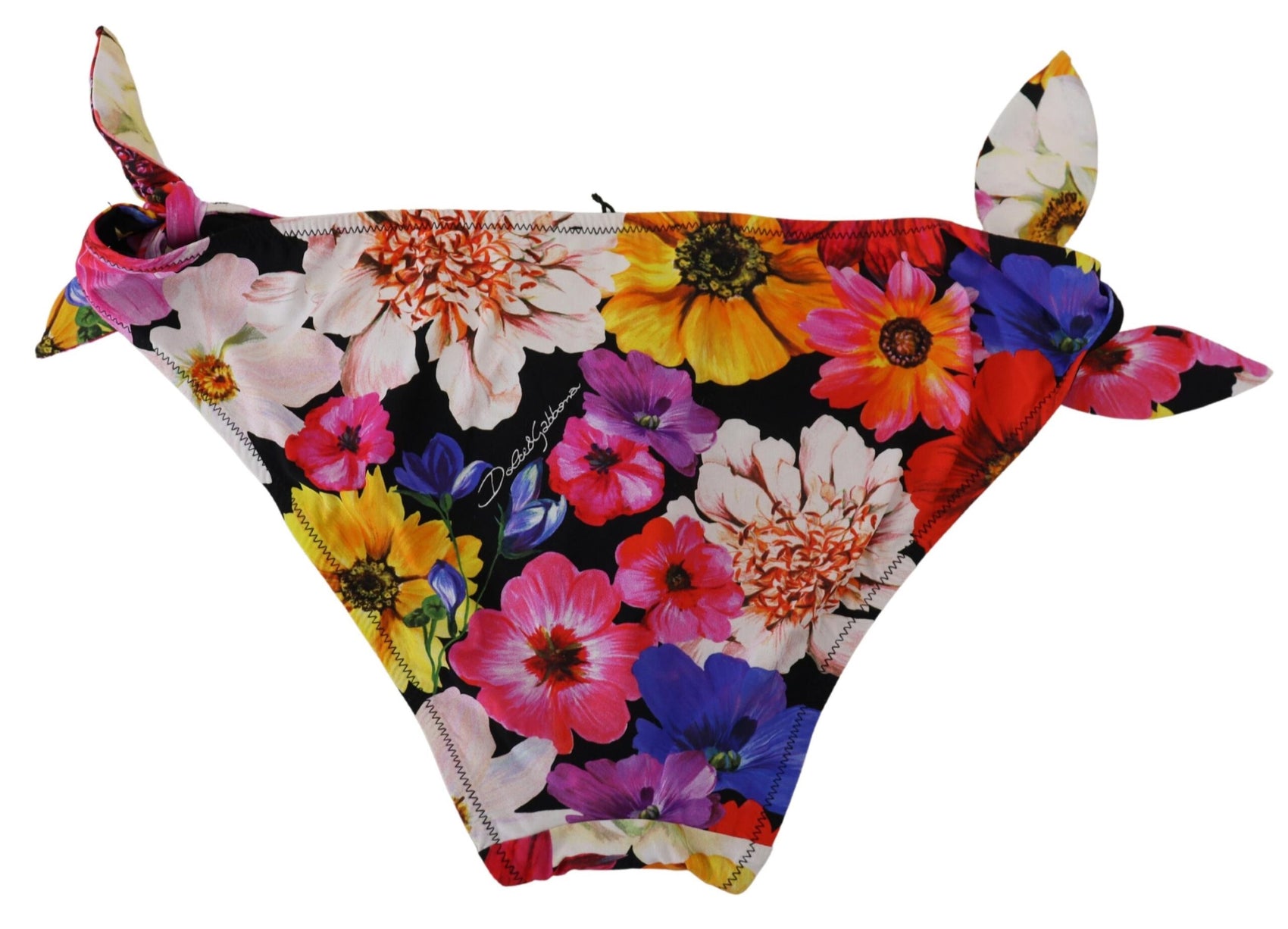 Costume da bagno con stampa floreale nera e slip bikini