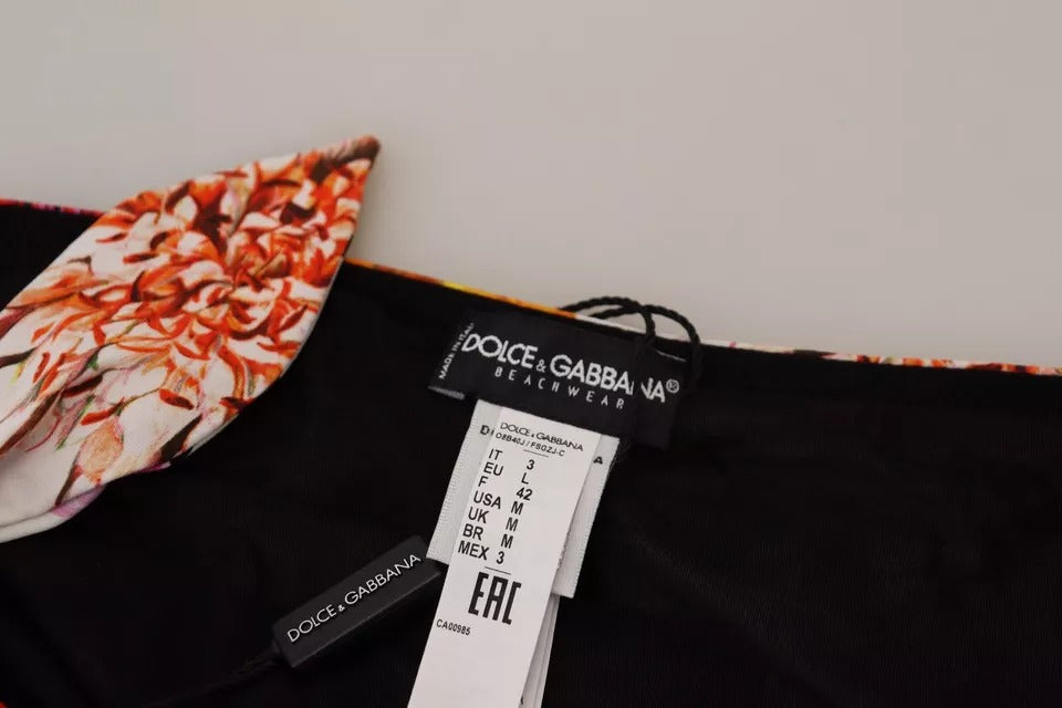 Costume da bagno con stampa floreale nera e slip bikini