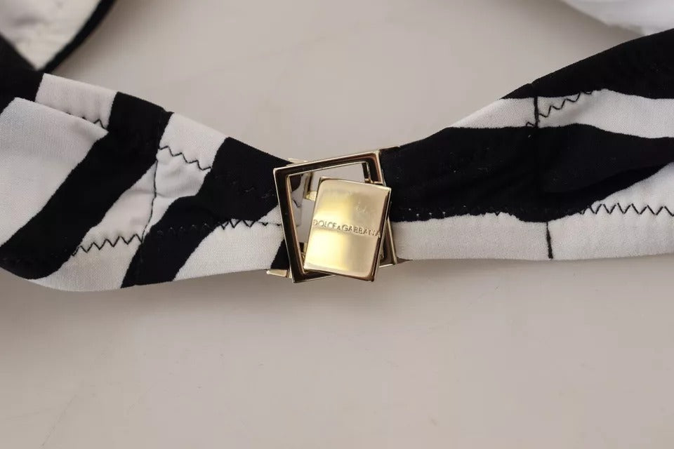 Bikini a fascia con motivo zebrato bianco e nero