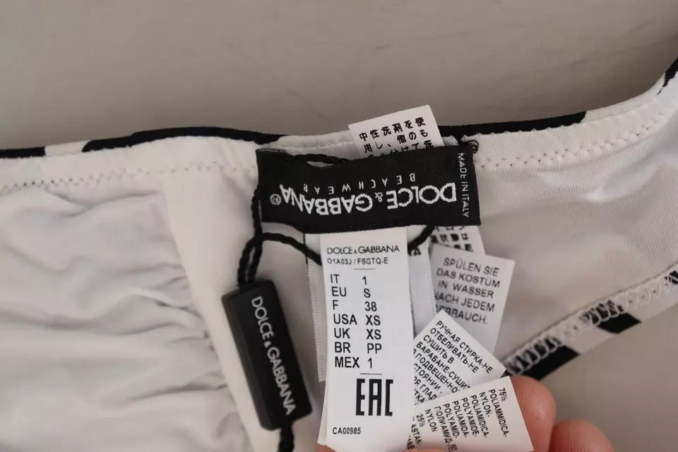 Bikini a fascia con motivo zebrato bianco e nero