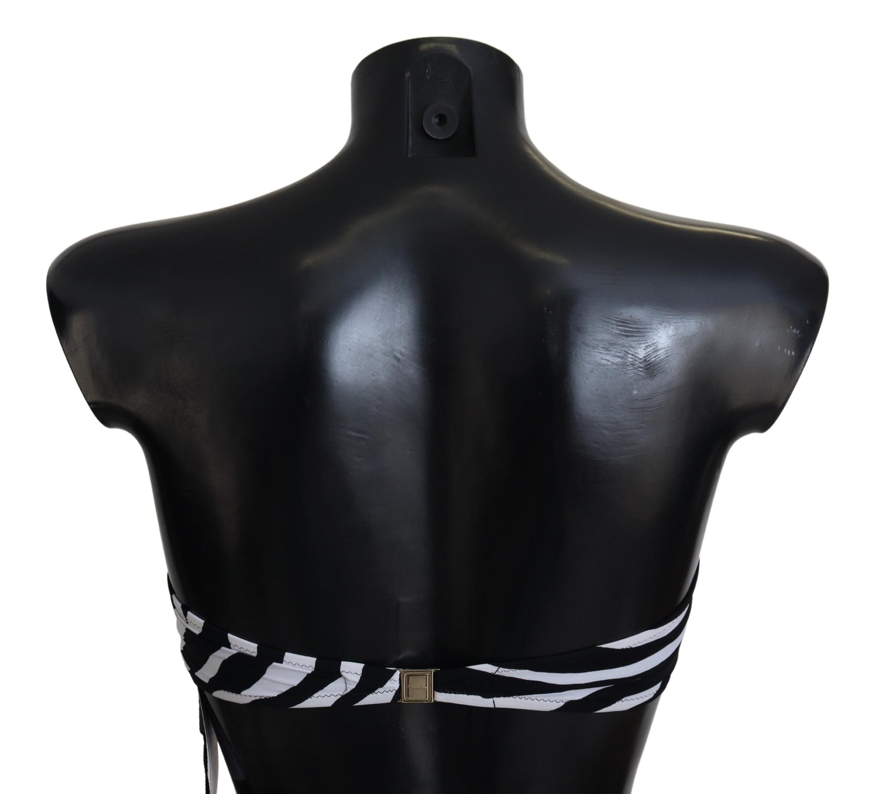 Bikini a fascia con motivo zebrato bianco e nero