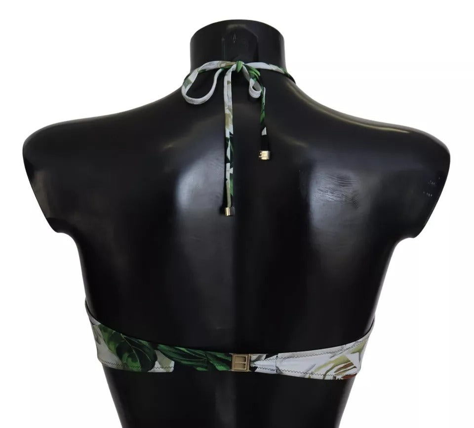 Bikini da spiaggia con top a fascia floreale nero