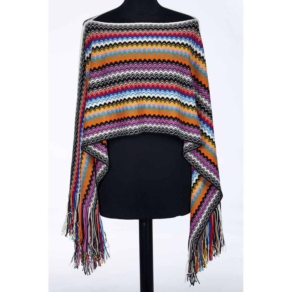 Poncho multicolore in lana da donna