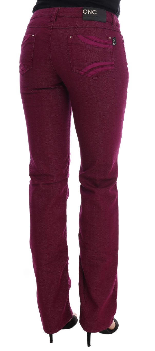 Elegante rote Luxus-Jeans mit gerader Passform