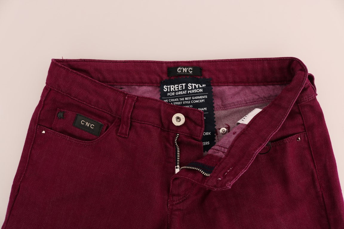 Elegante rote Luxus-Jeans mit gerader Passform