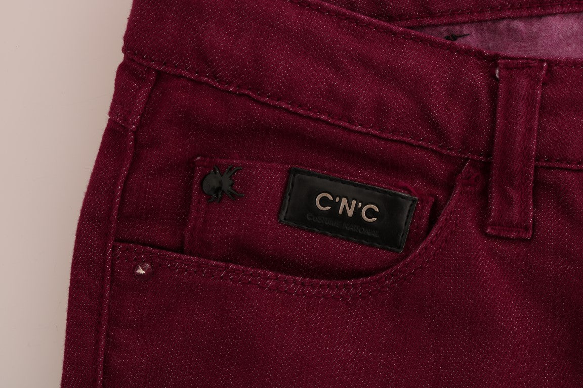 Elegante rote Luxus-Jeans mit gerader Passform