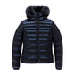 Blue Nylon Women Jacket with Feather Padding